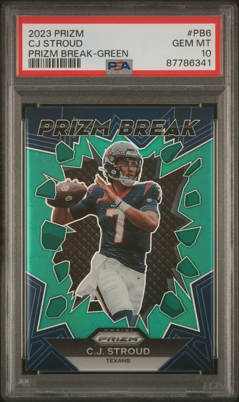 2023 Panini Prizm Prizm Break CJ Stroud #PB6 Green PSA 10 view 1