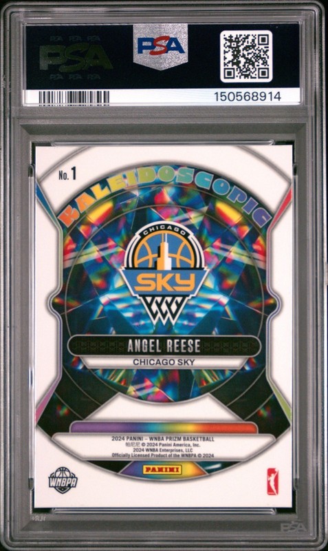 2024 Panini WNBA Prizm Angel Reese Kaleidoscopic RC PSA 10 Chicago Sky view 2