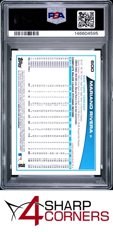 2013 TOPPS #600 MARIANO RIVERA YANKEES HOF PSA 10 view 2