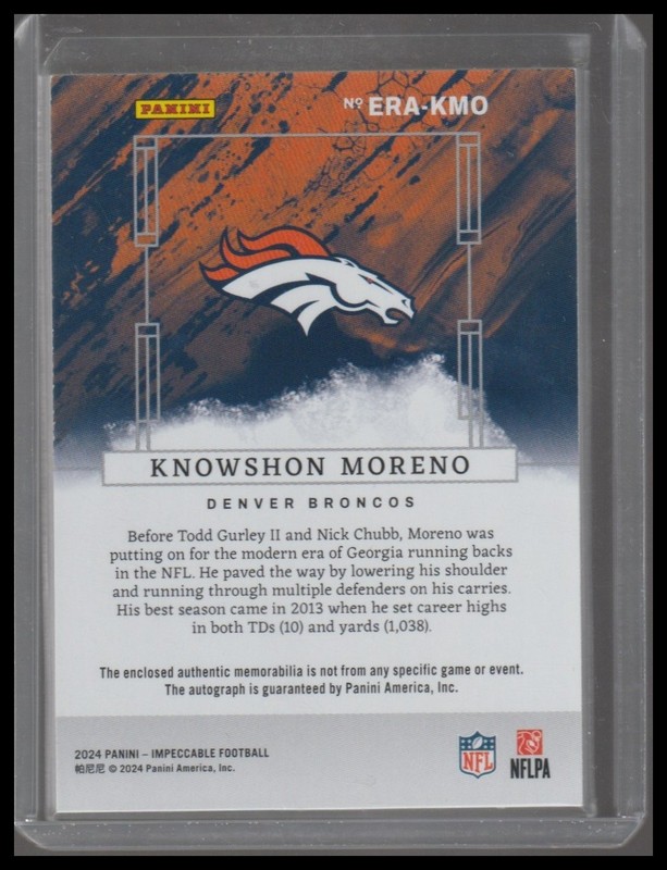 2024 Panini Impeccable Knowshon Moreno Elegance Retired Patch Autos #/75 view 2