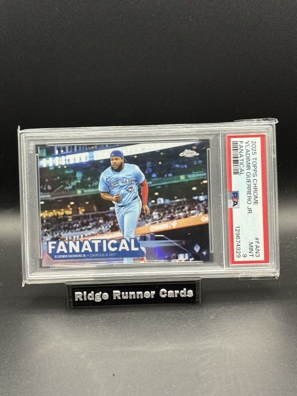 2025 Topps Chrome VLADIMIR GUERRERO JR Fanatical PSA 9 SSP BLUE JAYS view 1