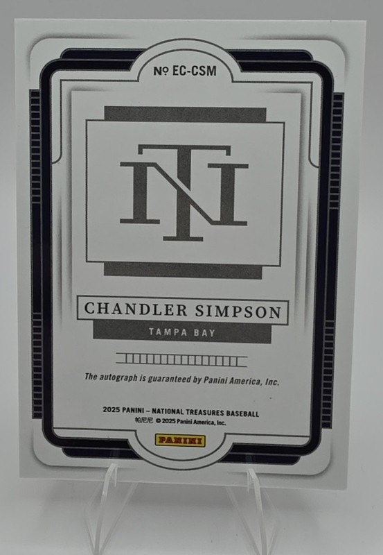 2025 National Treasures Chandler Simpson Ecklar's Choice /49 Auto Tampa Bay Rays view 2
