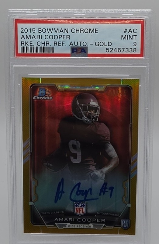 2015 Bowman Amari Cooper Refractor Auto Gold /75 RC PSA 9 Alabama Crimson Tide