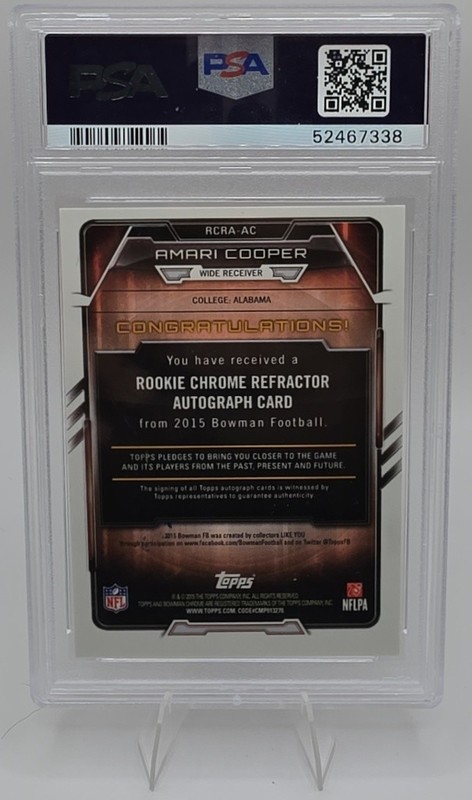 2015 Bowman Amari Cooper Refractor Auto Gold /75 RC PSA 9 Alabama Crimson Tide view 2
