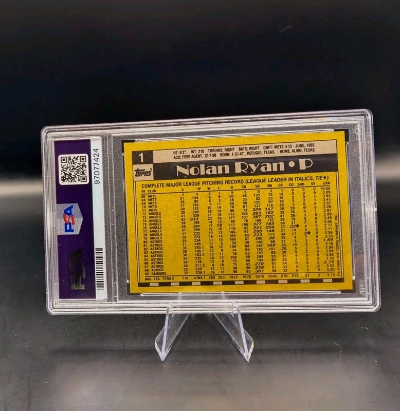 🔥 1990 TOPPS - #1 NOLAN RYAN - TEXAS RANGERS (HOF) - PSA 10 🔥 view 2