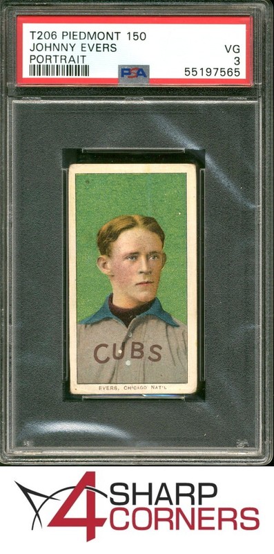 1909-11 T206 PIEDMONT 150 JOHNNY EVERS HOF PORTRAIT POP 13 PSA 3