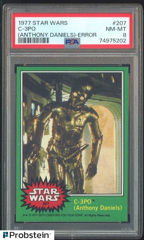 1977 Topps Star Wars #207 C-3PO Anthony Daniels Error PSA 8 NM-MT