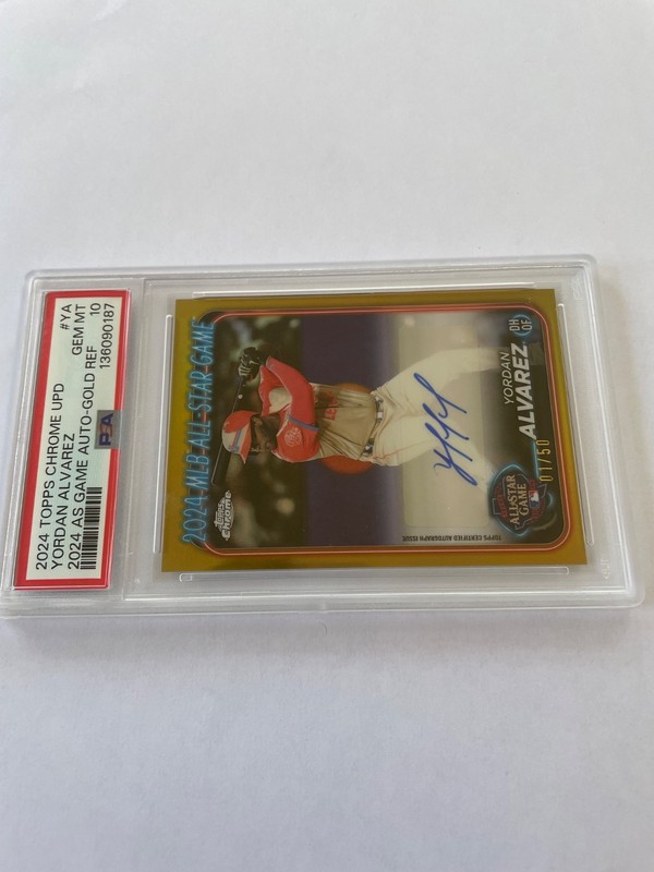 Yordan Alvarez All Star Game Gold Auto 01/50; 24 Topps Chrome Update PSA 10 Gem view 2