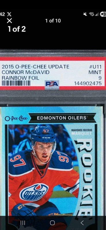 2015 O-PEE-CHEE UPDATE RAINBOW FOIL #U11 CONNOR MCDAVID ROOKIE RC PSA 9