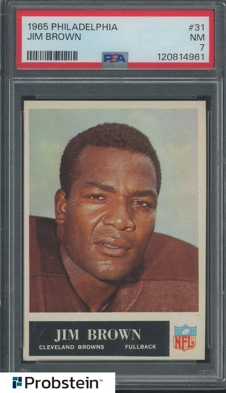 1965 Philadelphia Football #31 Jim Jimmy Brown Cleveland Browns HOF PSA 7 NM