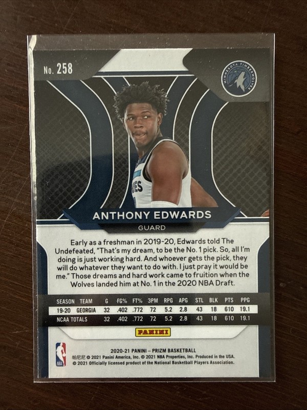2020-21 Panini Prizm - Anthony Edwards #258 (RC) view 2