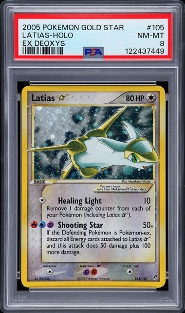 POKEMON LATIAS GOLD STAR  2005 EX DEOXYS #105 HOLO PSA 8 *EU PRINT VARIANT