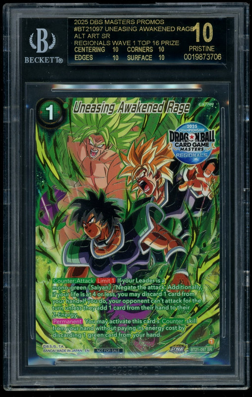 Dragon Ball SCG Uneasing Awakened Rage SR Top 16 Prize BGS 10 Black Label-POP 2