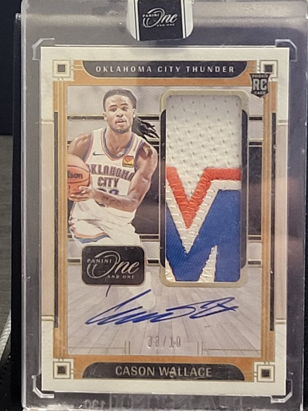 2023-24 Panini One And One Cason Wallace RC Rookie RPA Gold Jumbo Patch Auto /10