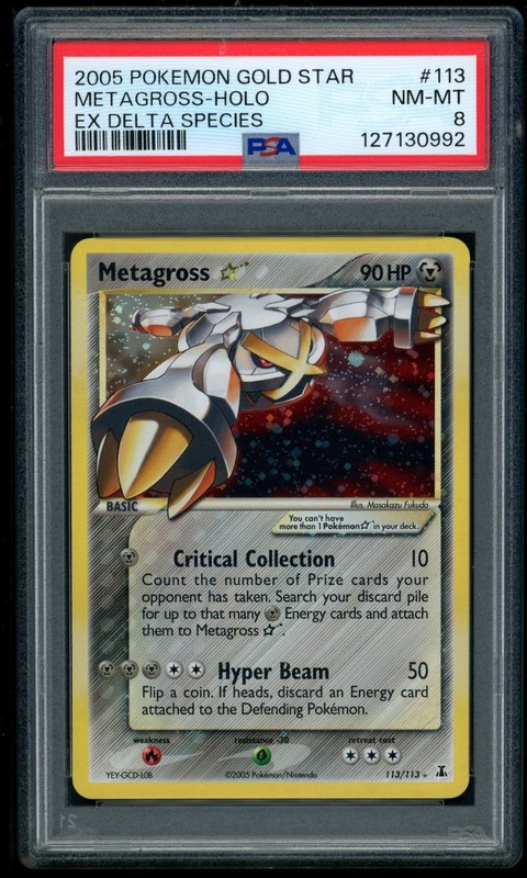 2005 POKEMON GOLD STAR METAGROSS-HOLO EX DELTA SPECIES #113 PSA 8