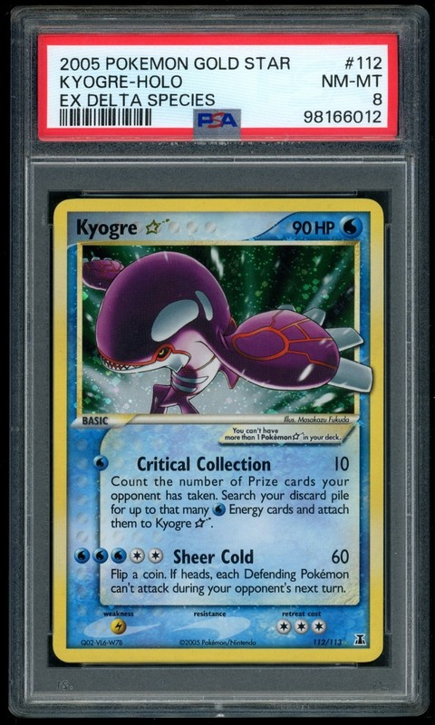 2005 POKEMON GOLD STAR KYOGRE-HOLO EX DELTA SPECIES #112 PSA 8