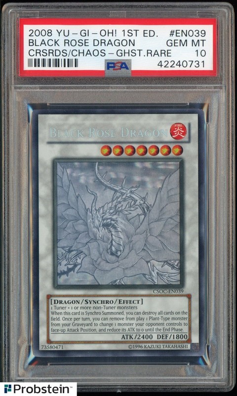2008 YU-GI-OH! CSOC-CROSSROADS OF CHAOS #EN039 BLACK ROSE DRAGON GHOST R PSA 10