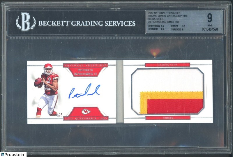 2017 National Treasures Patrick Mahomes II RPA RC Rookie Patch AUTO 73/99 BGS 9