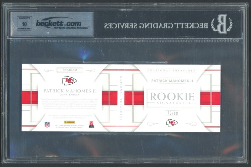 2017 National Treasures Patrick Mahomes II RPA RC Rookie Patch AUTO 73/99 BGS 9 view 2