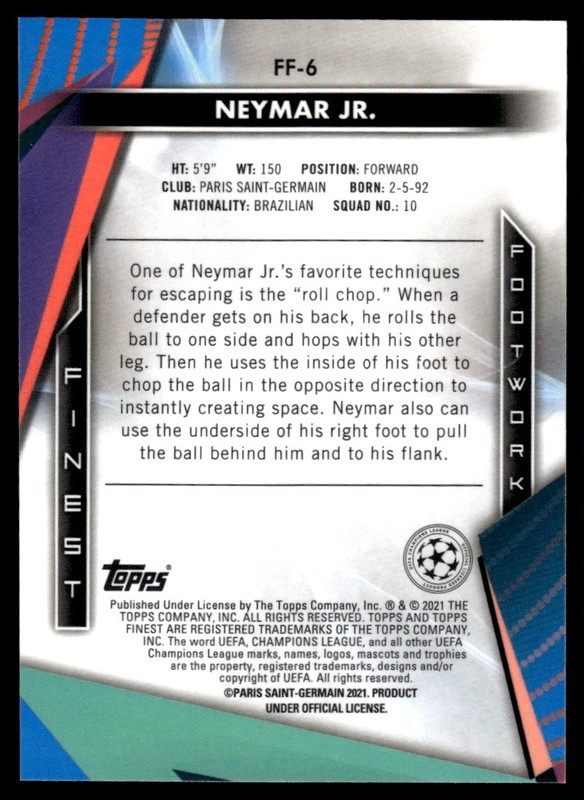 2020 Finest UEFA Champions League Footwork Neymar Jr. Paris Saint-Germain #FF-6 view 2