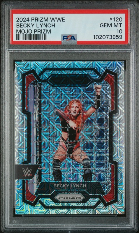 2024 Panini Prizm WWE Becky Lynch #120 Mojo Prizms 14/25 PSA 10