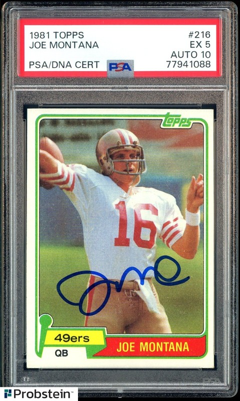 1981 Topps Football #216 Joe Montana RC Rookie HOF PSA 5 PSA/DNA 10 AUTO