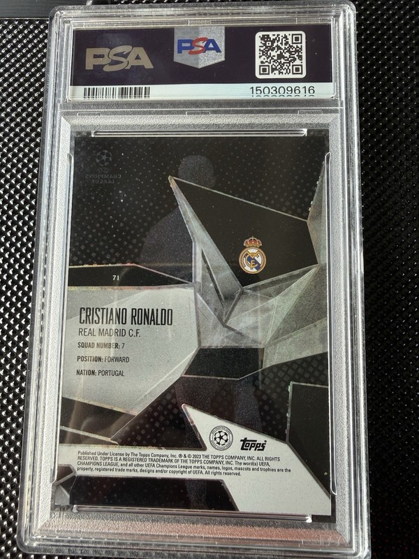 Cristiano Ronaldo Black Refractor /50 PSA 10 2022 Topps Crystal Premium UEFA #71 view 2