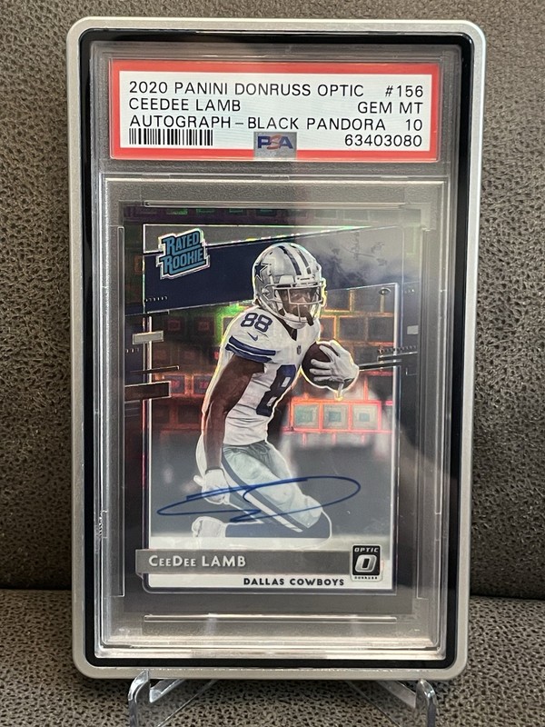 🔥Ceedee Lamb 2020 Donruss Optic Rookie Black Pandora Auto /25 Cowboys PSA 10