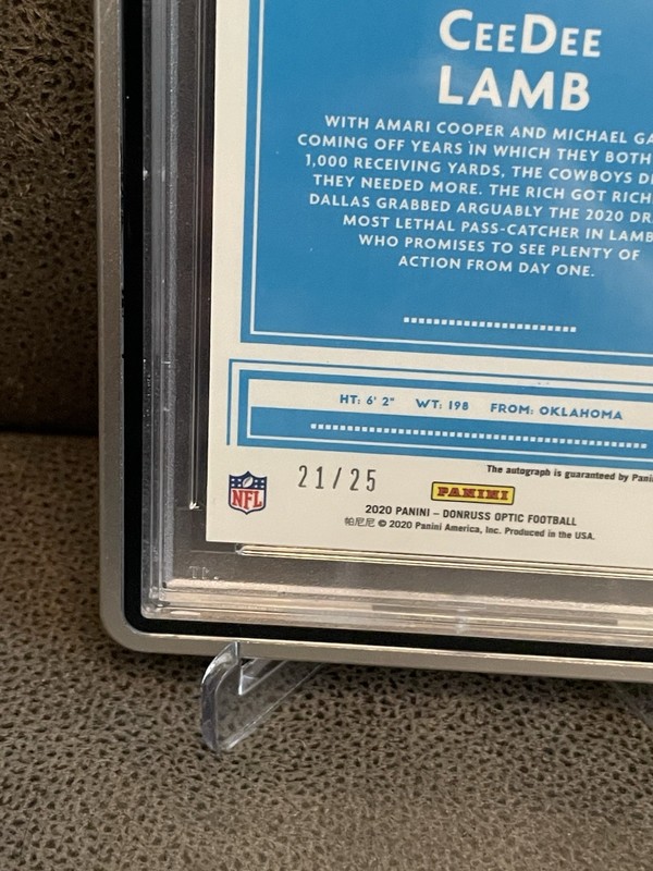🔥Ceedee Lamb 2020 Donruss Optic Rookie Black Pandora Auto /25 Cowboys PSA 10 view 2
