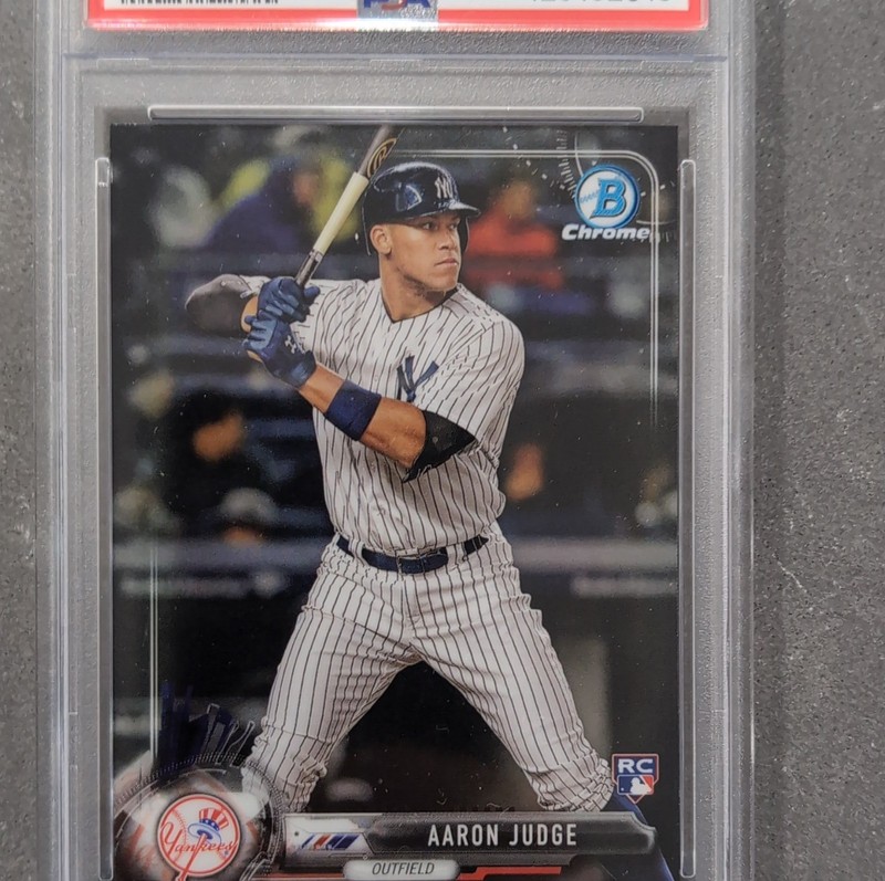 2017 Bowman Chrome Aaron Judge Rookie #56 White Pinstripe Jersey PSA 9 Yankees