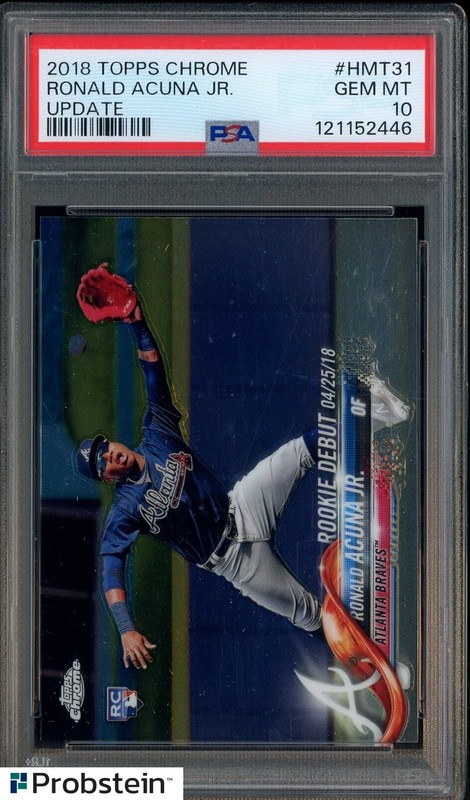 2018 Topps Chrome Update Ronald Acuna Jr Braves RC Rookie PSA 10 GEM MINT view 1