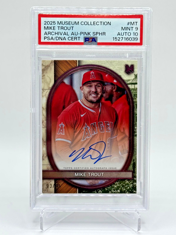 2025 Topps Museum Collection, Mike Trout, Auto, 3/35, PSA 9, AA-MT