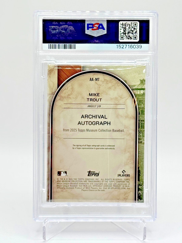 2025 Topps Museum Collection, Mike Trout, Auto, 3/35, PSA 9, AA-MT view 2