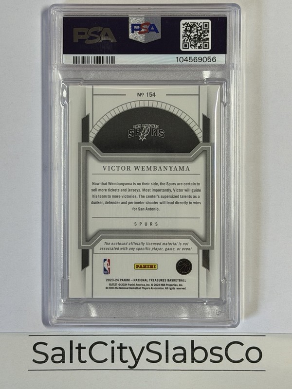 2023 National Treasures Wembanyama #154 Patch  Pink /25 PSA 8  view 2