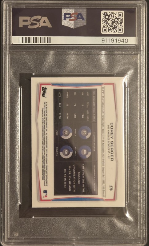 2014 Bowman Chrome Mini Black Shimmer Corey Seager #278  PSA 10 GEM MINT RC view 2