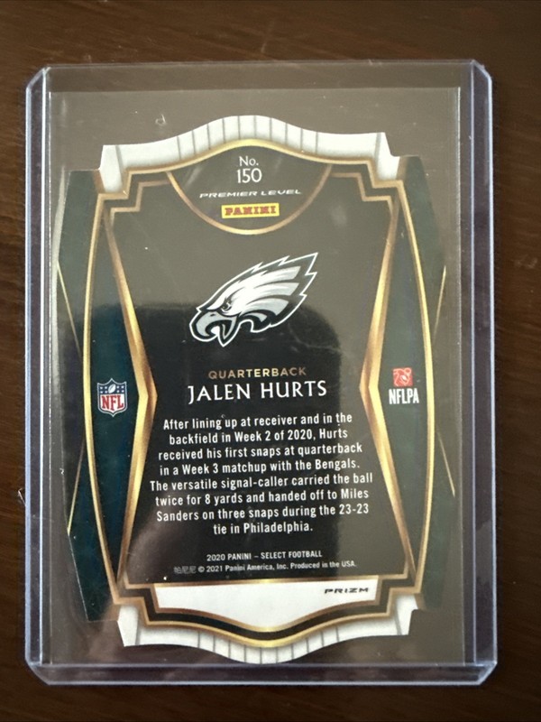2020 Panini Select - Premier Level Jalen Hurts #150 Red Prizm Die-Cut (RC) view 2
