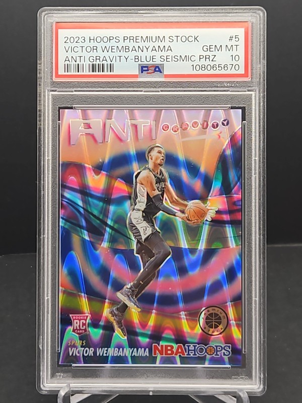 Victor Wembanyama #5 Anti Gravity Blue Seismic Prizm /99 RC PSA 10 Premium Stock