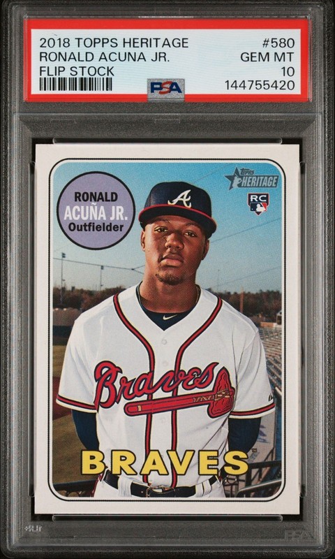 2018 Topps Heritage - Ronald Acuna Jr - Rookie - Flip Stock - PSA 10 