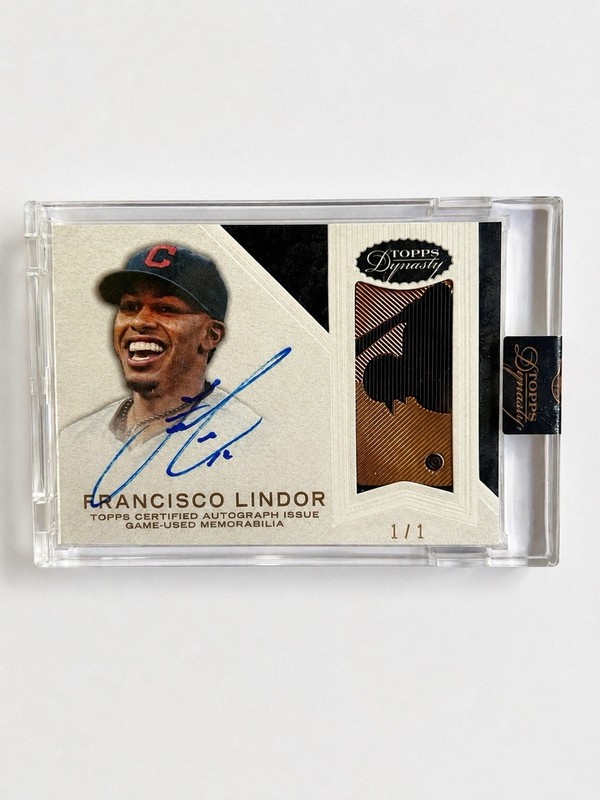 Francisco Lindor 2016 Topps Dynasty 1/1 MLB Logo Logoman Patch Auto 1/1 Card