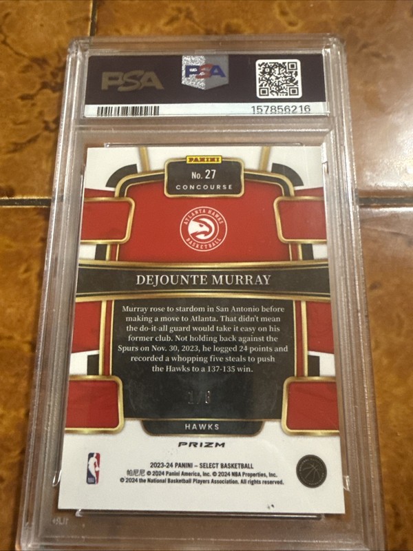 PSA 10 2023 Select Dejounte Murray Dragon Scale Prizm 1/8 view 2