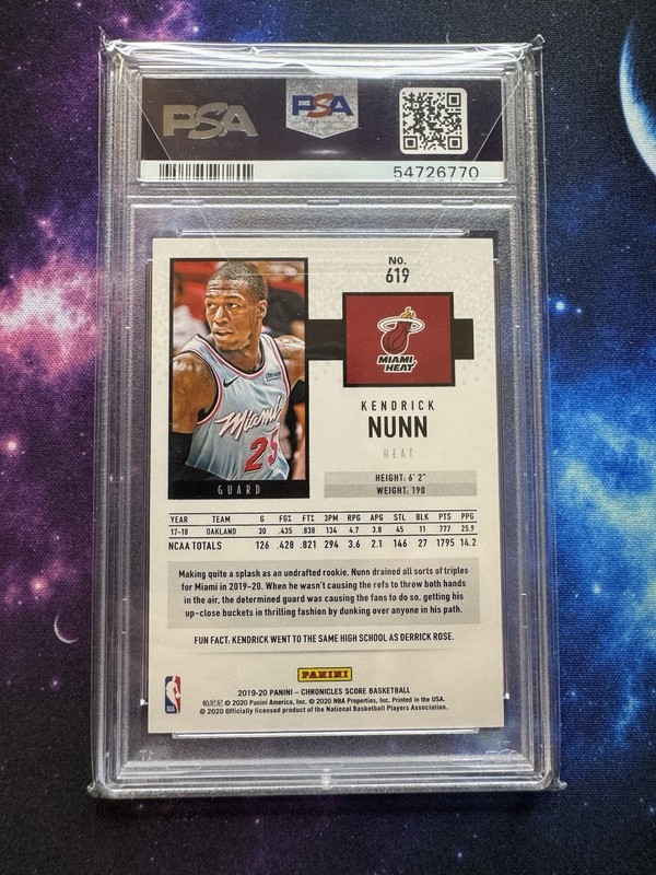 Kendrick Nunn - 19-20 Panini Chronicles Red Score #619 - Limited Numbered PSA 10 view 2