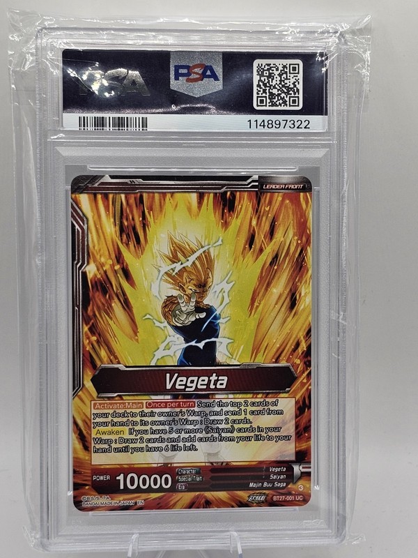 SSB VEGETA SAIYAN PRIDE BT27-001 SLR PSA 10 HISTORY OF Z DRAGON BALL MASTERS view 2