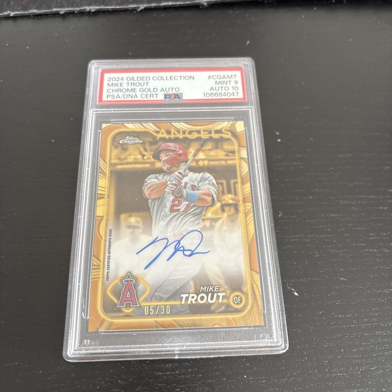 2024 Topps Chrome - Gilded Collection Gold Auto Mike Trout   /30 PSA 9 #CGAMT