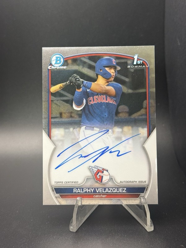 2023 Bowman Chrome 1st Bowman Auto Ralphy Velazquez Cleveland Guardians Prospect view 1