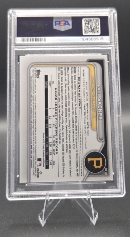 2024 Bowman Chrome Prospects Paul Skenes #BCP-125 RC Pirates PSA 9 view 2