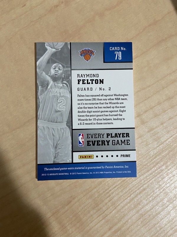 2012-13 Absolute Raymond Felton Logo Patch Logoman 1/1 Every Player Game #79 view 2
