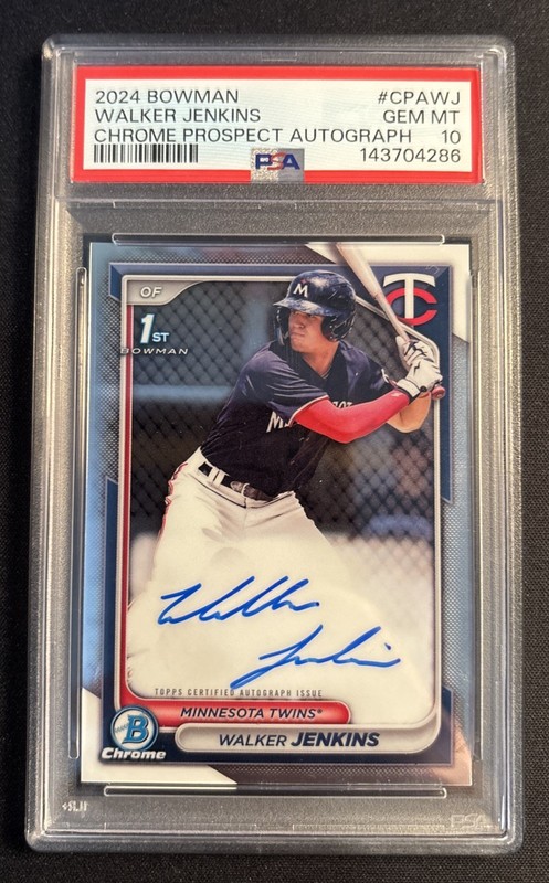 2024 BOWMAN WALKER JENKINS CHROME PROSPECTS AUTOGRAPH #CPA-WJ PSA 10 GEM MT