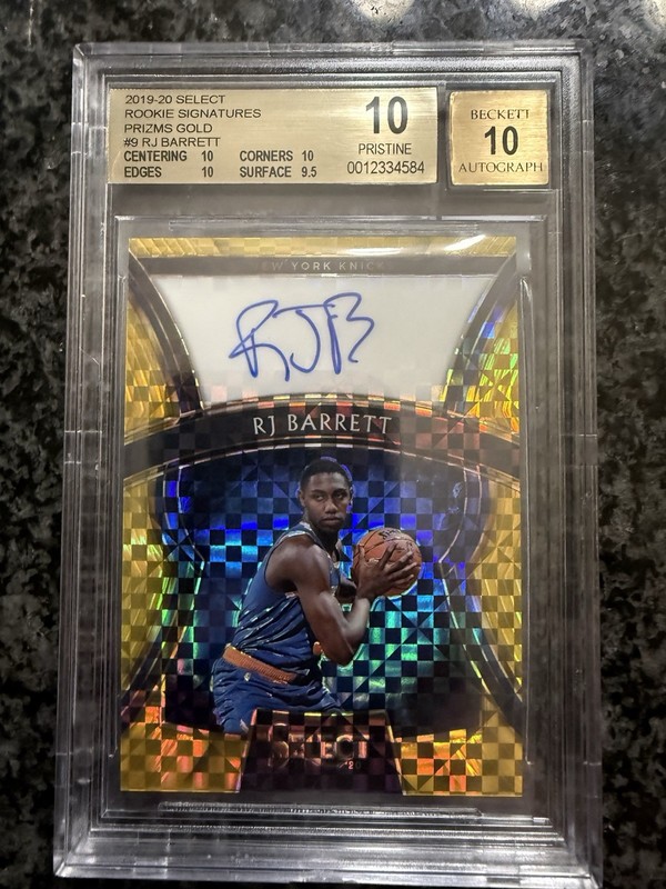 2019-20 Panini Select Rookie Signatures Prizm Gold RJ BARRETT #/10 BGS 10 Auto