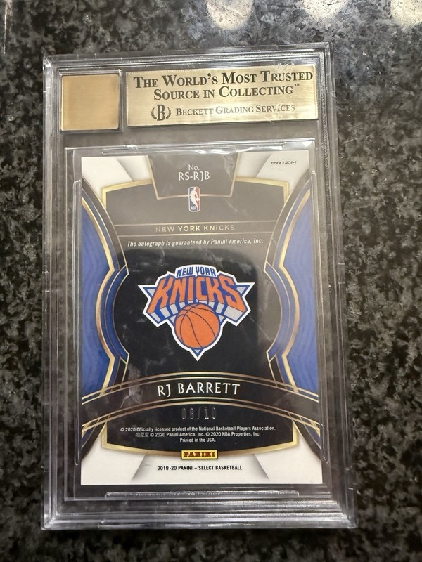 2019-20 Panini Select Rookie Signatures Prizm Gold RJ BARRETT #/10 BGS 10 Auto view 2