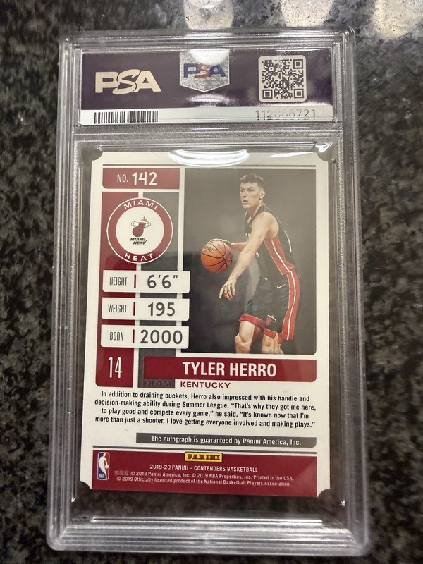 TYLER HERRO PSA 10 2019 PANINI CONTENDERS #142 ROOKIE TICKET STUB RC AUTO #/14 view 2